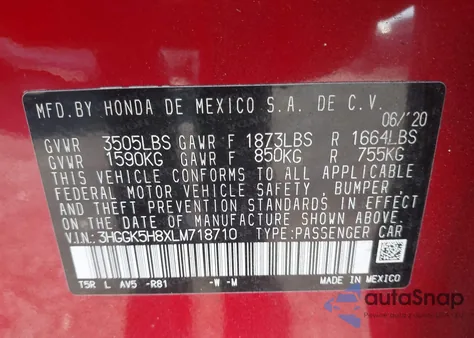 2020 Honda Fit Ex from USA, damaged, VIN 3HGGK5H8XLM718710